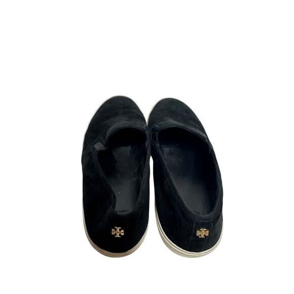 Tory Burch Size 8 Black Jesse Suede Gold Logo Slip On Sneaker Walk Travel Shoe - Picture 7 of 12